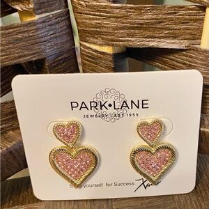 Park Lane Gold and Pink Heart Earrings